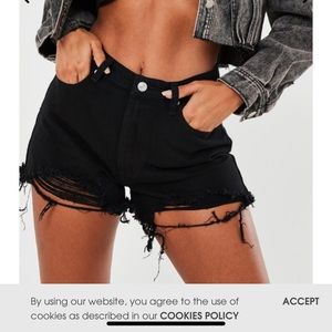 Misguided high waisted ripped denim shorts